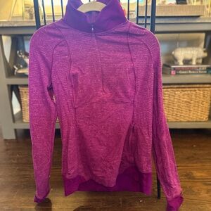 Size 8 lululemon quarter zip long sleeve in pretty magenta.